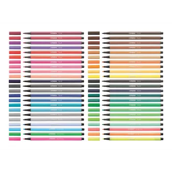 STABILO Pen 68 žymeklių rinkinys, 20 spalvų, plastikinė dėžutė, Zebrui Turkis, 1 mm linijos storis
