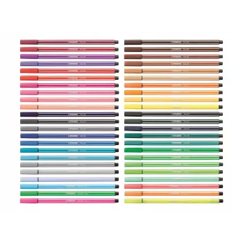 STABILO Pen 68 žymeklių rinkinys, 20 spalvų, plastikinė dėžutė, Zebrui Turkis, 1 mm linijos storis