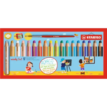 STABILO Woody 3 in 1 Multi-Talent Pencil - Soft - Assorted Colors - 18 Pieces