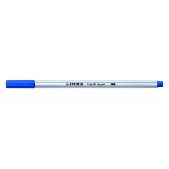 STABILO Pen 68 Brush - Blue - Brush Tip - Water-Based Ink - Hexagonal - 1 Pen