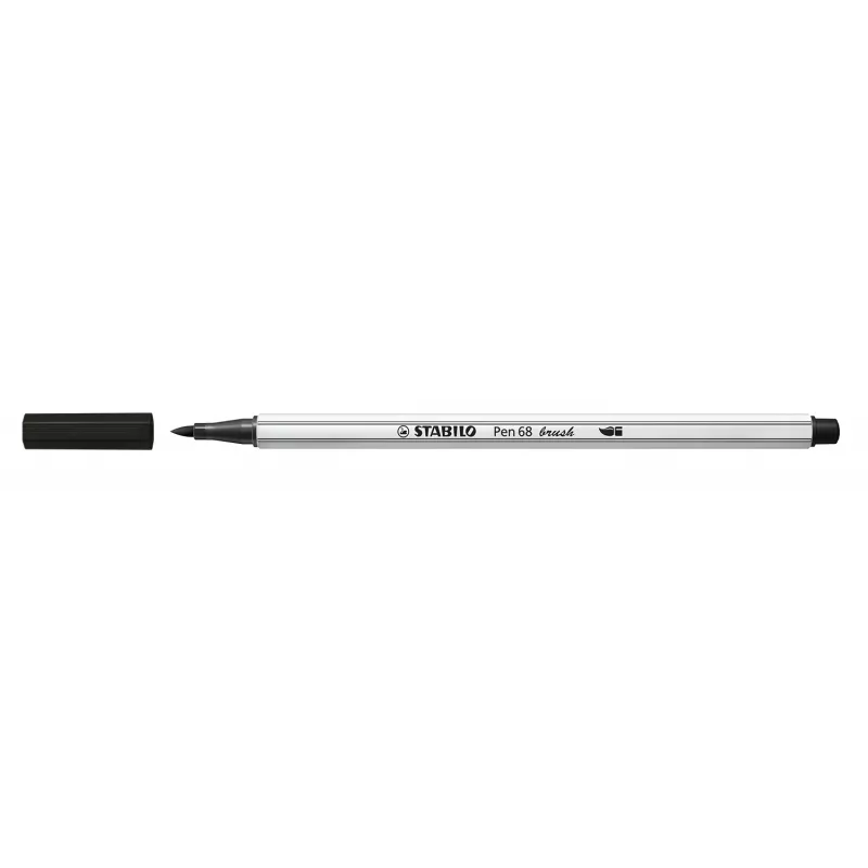 STABILO Pen 68 Brush - Medium - Juoda - Šepetėlio antgalis - Vandens pagrindo rašalas - Vokietija - Suaugusiesiems ir vaikams