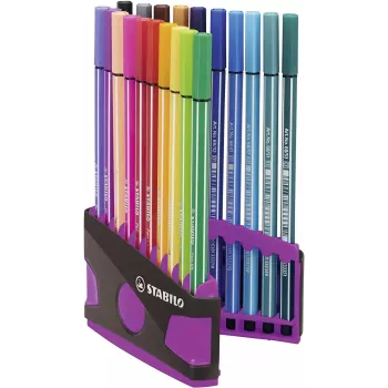 STABILO Pen 68 20 vnt. rinkinys – įvairių spalvų pluoštiniai rašikliai