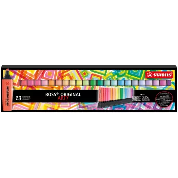 STABILO BOSS ORIGINAL Highlighter Set - 23 Pieces - Assorted Colours - Chisel Tip - 2 mm Line Width
