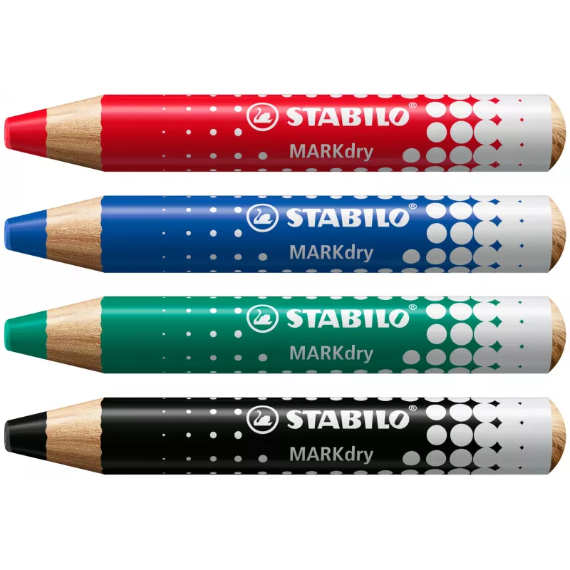 STABILO MARKdry Drywipe Marker Pencil for Whiteboards Black Pack of 5