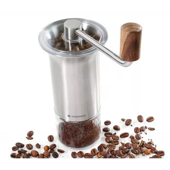 Zassenhaus Coffee Mill BARISTA nerūdijančio plieno / stiklo rankinis keraminis malūnėlis