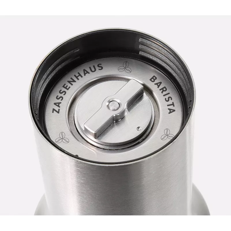 Zassenhaus Coffee Mill BARISTA nerūdijančio plieno / stiklo rankinis keraminis malūnėlis