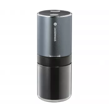 Zassenhaus Mini Master USB kavos malūnėlis, kūginiai keraminiai girnos, įkraunamas, juoda/sidabrinė