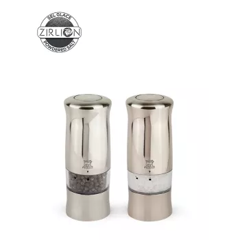 Peugeot Zeli Duo PM+SM Z elektrinis druskos ir pipirų malūnėlių rinkinys sidabrinis 14 cm