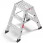 Hailo Master D80 2 x 3 Pakopų Dvipusė Sulankstoma Kopėčios, Aliuminis, 150 kg Apkrova, EN 131