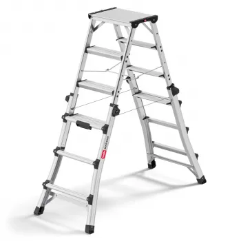 Hailo Master DTL100 2x4 - 2x6 pakopų teleskopinė kombinuota kopėčios 150 kg aliuminio