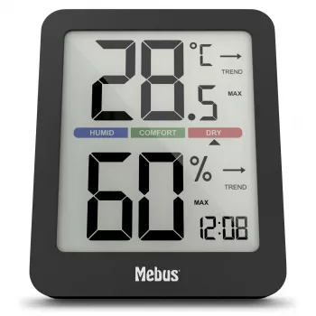 Mebus 11115 Termo-higrometras analoginis sieninis patalpų termometras ir drėgmės matuoklis su komforto zonos indikatoriumi - baltas/sidabrinis