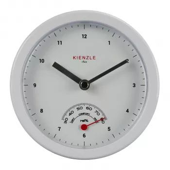 KIENZLE Mini Bathroom Clock (14980) - White, Analog, Quartz, Battery Operated, Suction Cup Mount, Splash-Proof