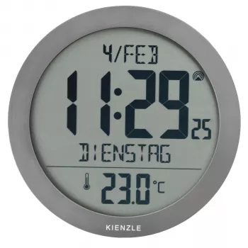 KIENZLE DCF radijo bangomis valdomas sieninis laikrodis su kambario temperatūros rodymu, antracitas