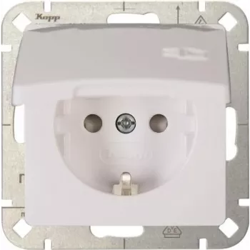 Heinrich Kopp HK05 Schuko kištukinis lizdas su padidinta apsauga nuo prisilietimo, gryna balta (RAL 9010), įmontuojamas, 16A 250V
