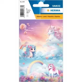 HERMA VARIO Happy Unicorns mokyklinės etiketės – 8 vnt. pakuotė