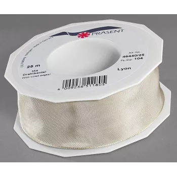 C.E. Pattberg Gift Ribbon LYON Glossy Creme 40,0 mm x 25,0 m