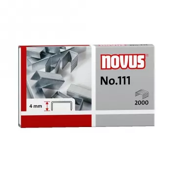 Novus No.111 Kabės - 4 mm - 2000 vnt. - 15 lapų - Metalinės - Pilkos