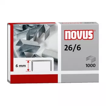 Novus Dahle Novus 26/6 Staple Pack - 6 mm - 1000 Staples - Galvanized Steel - Silver