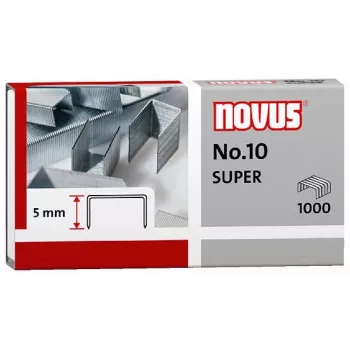 Novus Dahle No.10 SUPER Kabės - 5 mm kojelės ilgis - Nerūdijantis plienas - 1000 vnt. - talpa 20 lapų