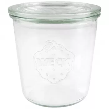 WECK Mold Jar 580ml rinkinys (6 vnt.) – permatomi stikliniai konservavimo indai su dangteliais, spaustukais ir guminiais žiedais