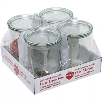 WECK Round Rim Jar Tulip 1.0L rinkinys (4 vnt.)