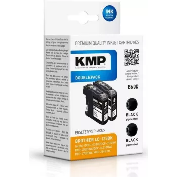 KMP B123B Juoda rašalo kasetė, suderinama su Brother LC123/LC125/LC127/LC129 - 18 ml - 600 puslapių - 1 vnt.