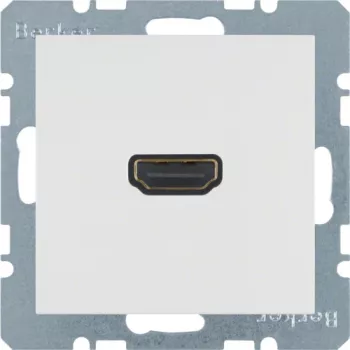 Berker 3315438989 HDMI sieninė jungties plokštelė – Polar White (RAL 9010) – 1 prievadas