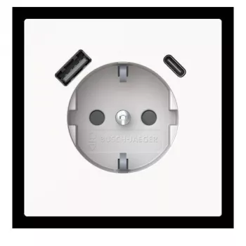 Busch-Jaeger SCHUKO / USB-A+C lizdas Safety+ 20 EUCB2USBAC-44G Studio White