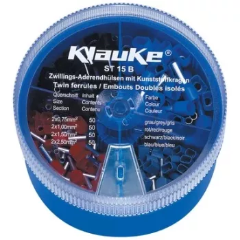 Klauke izoliuotų kabelių antgalių rinkinys 1000 vnt. 0,5–2,5 mm²
