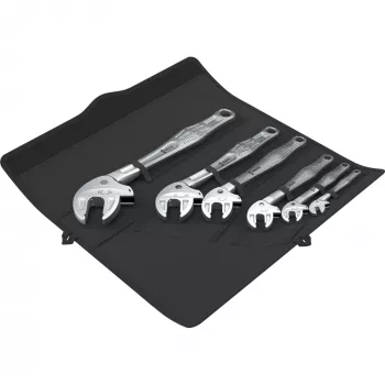 Wera 6004 Joker 6 Set 1 Veržliarakčių komplektas su atviru žiočių galu, 6 vnt., 10–19 mm, chromo-molibdeno plienas, nikelio-chromo padengimas, su tekstiliniu maišeliu