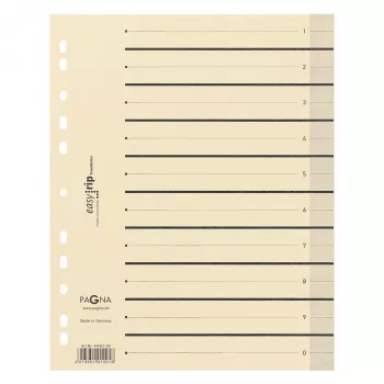 PAGNA A4 kartono failų skirtuvai, smėlio spalvos, 100 vnt., neperforuoti, 180 g/m² 44063-09