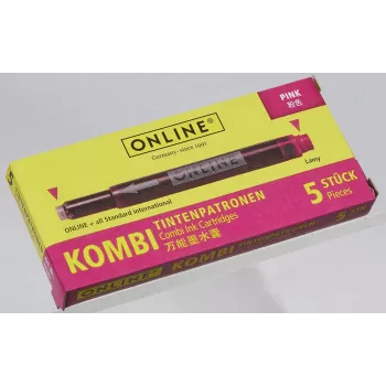 ONLINE 17175/12 Ink Cartridges for Fountain Pens Pink 5-Pack