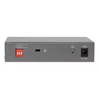 LevelOne GEP-0531 Nevaldomas PoE+ komutatorius, 3x GE PoE+ (30W) + 1x Hi-PoE (60W), 60W biudžetas, plastikinis stalinis