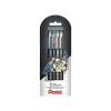 Pentel Dual Metallic gelinių rašiklių rinkinys – 4 rašikliai (juoda, mėlyna, auksinė, sidabrinė) – 0,5 mm – lizdinė pakuotė