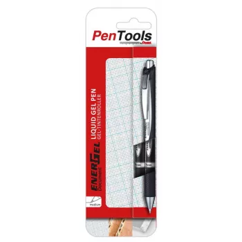 Pentel EnerGel Document Liquid Gel Rollerball rašiklis, 2 vnt., juodas, 0,5 mm