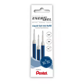 Pentel 3 EnerGel gelinio rašiklio įdėklai mėlyni 0,7 mm