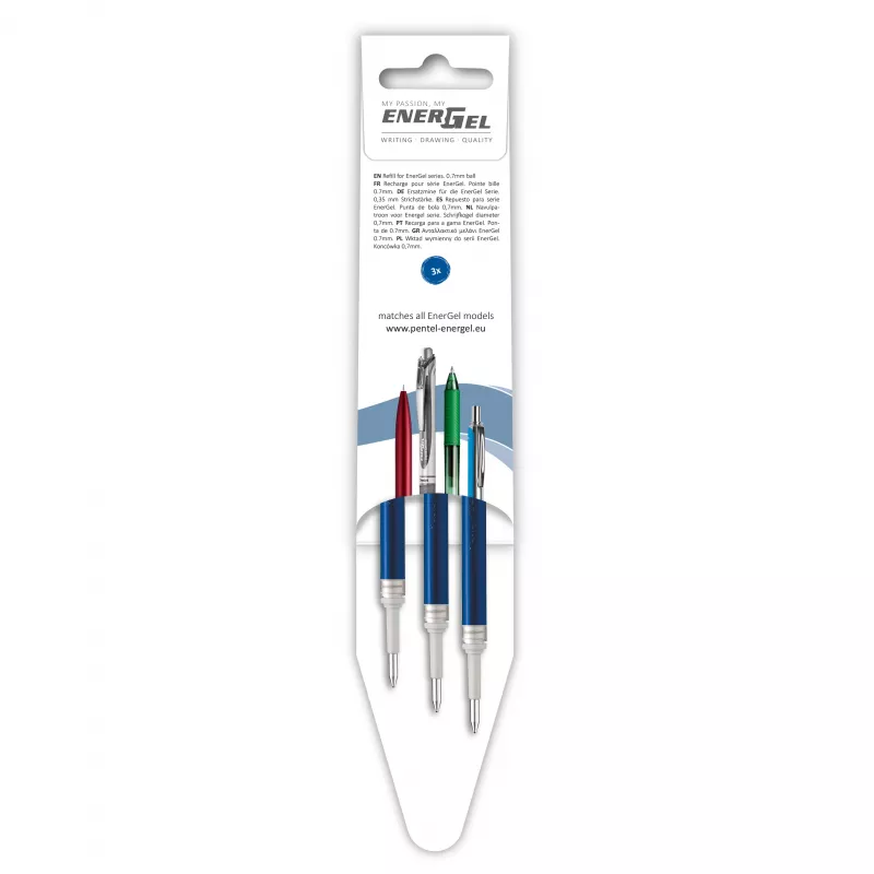 Pentel 3 EnerGel gelinio rašiklio įdėklai mėlyni 0,7 mm
