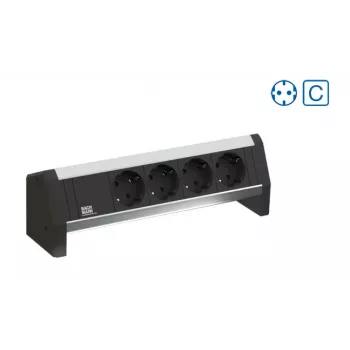 Bachmann Desk 1 3-jų lizdų maitinimo juosta, tipas F, aliuminis/plastikas, 324 mm, patalpoms