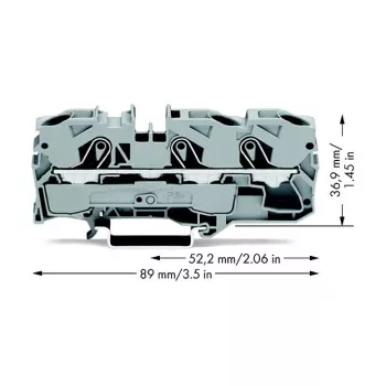 WAGO 2010-1301 Perėjimo gnybtų blokas, 10 mm², 800 V, pilkas, montavimui ant DIN bėgelio