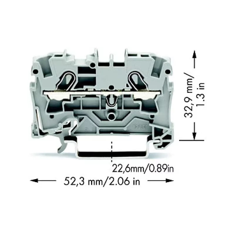 WAGO 2004-1201 Praeinantis gnybtų blokas, 2 laidininkai, 800 V, 32 A, pilkas, 6,2 mm plotis, CAGE CLAMP