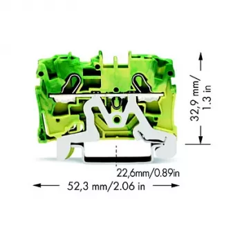 WAGO 2004-1207 dviejų laidininkų įžeminimo gnybtų blokas, 4 mm²