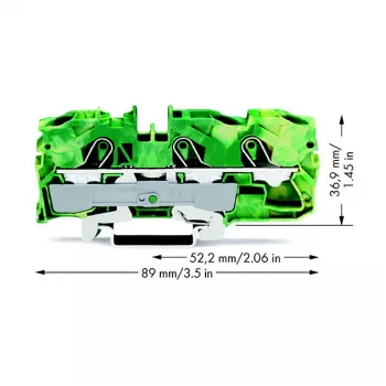 WAGO 2010-1307 TOPJOB S 3-Conductor Through Terminal Block, 10 mm Width, 89 mm Height, 36,9 mm Depth, Gray, 0.5-16 mm², 1000 V, 76 A