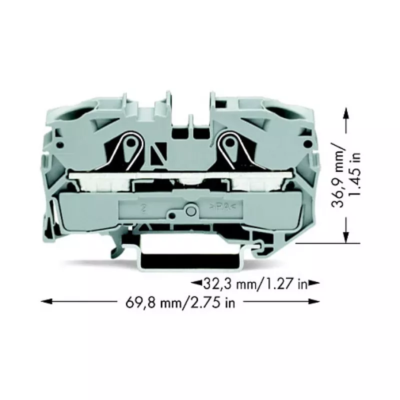 WAGO 2016-1201 Praeinamoji gnybtų jungtis, 16 mm², 800 V, pilka, Push-in CAGE CLAMP