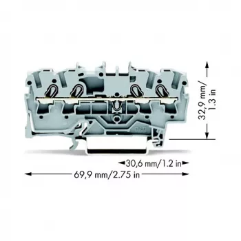 WAGO 2002-1401 Praeinanti gnybtų juosta, 4 laidininkai, 2,5 mm², Push-in CAGE CLAMP, 800 V, pilka