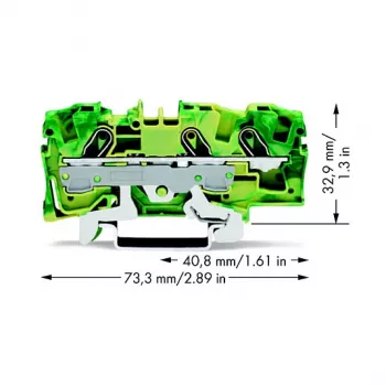 WAGO 2006-1307 3 laidininkų įžeminimo gnybtų blokas, 6 mm²
