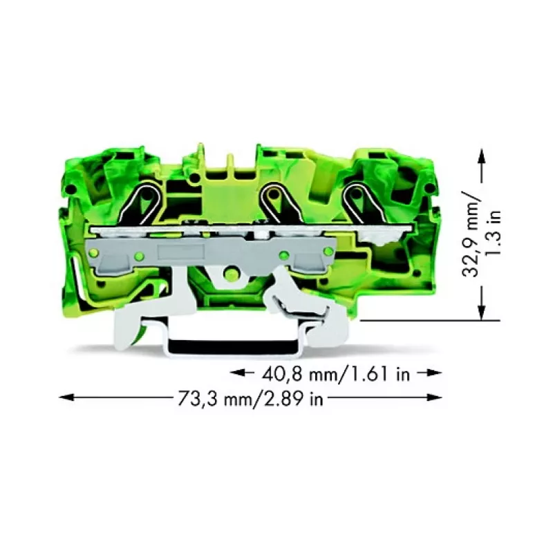 WAGO 2006-1307 3 laidininkų įžeminimo gnybtų blokas, 6 mm²