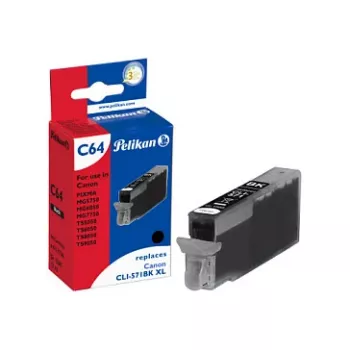 Pelikan rašalinė kasetė, skirta Canon CLI-571BK XL, juoda, didelės išeigos, 11,5 ml