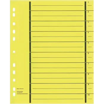 WEKRE 50 Separator Sheets Yellow A4 160 gsm Cardboard 11-Hole Universal