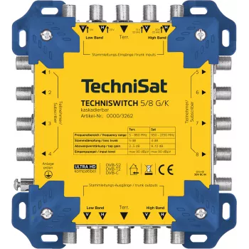 TechniSat TECHNISWITCH 5/8 G/K Multiswitch, 8 Outputs, 4 Satellite Inputs, 1 Terrestrial Input, DiSEqC 2.0