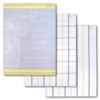 Dyckhoff Mojito Cocktail Checkered Dish Towel Set 3-Piece 50x70 cm